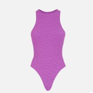SKIMS x Fendi Printed Crew Neck Bodysuit in Purple Sz M